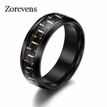 ZORCVENS 2023, новое Простое мужское кольцо из углеродного волокна, 8 мм, Нержавеющая сталь, 3 цвета, Модные Кольца, Ювелирные изделия