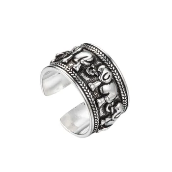 Открытые кольца в виде слона из стерлингового серебра 925 пробы REETI для женщин в винтажном стиле, предотвращающие аллергию, Стерлинговое серебро-ювелирные изделия
