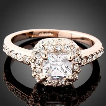 Кольцо цвета розового белого золота, Обручальное Кольцо на палец anel aneis de diamante CZ, Циркон, Австрийский Кристалл, Женские свадебные украшения