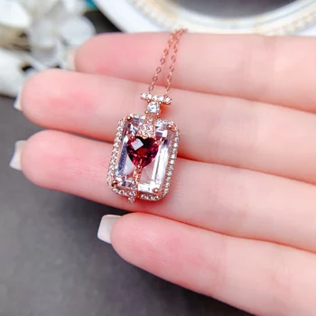 【M & T】 Натуральный магний алюминиевый гранат кристалл кулон ожерелье стерлингового серебра великолепная элегантная вечеринка обручение свадебный подарок