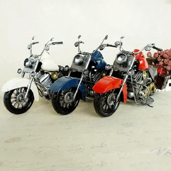 Большая Ретро модель мотоцикла из кованого железа, Статическая металлическая модель мотоцикла, Украшение для дома, предметы коллекционирования, ремесла, лучший подарок для друга