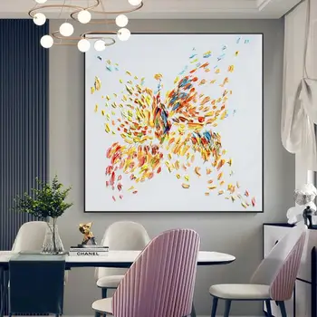 Mintura, Современные Абстрактные декоративные картины с бабочками, Ручная Роспись маслом животных на холсте, Настенное искусство для домашнего декора гостиной