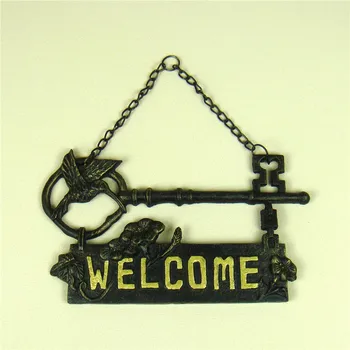Чугунный Приветственный знак Колибри, Висящий на двери Металлический Антикварный ключ, модель поздравительного планшета, Украшение для дома, коллекция ремесел