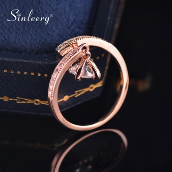 SINLEERY Корейское Модное Кольцо Регулируемого Размера с подвеской из кубического Циркона, кольца для пальцев Для женщин, Обручальные кольца для девочек Jz421