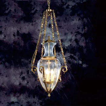 Подвесной светильник из латуни бронзового цвета, фонарь из прозрачного стекла, подвесная лампа с теплым светом, светодиодная люстра от Производителя Export
