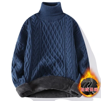 Новые высококачественные свитера для мужчин осенью и зимой, утолщенные теплые низы из флиса норки, красивый студенческий полувысокий воротник
