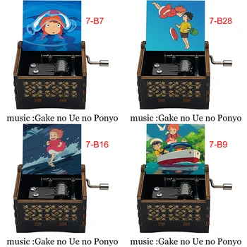 Черная Музыкальная Шкатулка Ponyo на утесе У моря Gake No Ue No Ponyo Деревянная Ручная Музыкальная Шкатулка Детский Рождественский Подарок на Новый Год