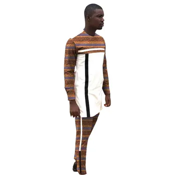Нигерийский Модный Мужской комплект в черно-белую полоску в стиле пэчворк, Рубашки с африканским принтом + брюки, мужские костюмы Жениха по индивидуальному дизайну