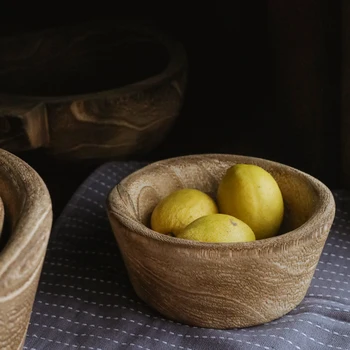 чаша из цельного дерева, сращивание древесины тунга, реквизит для фотосъемки еды, кухонная деревянная посуда для творчества и простой домашний декор