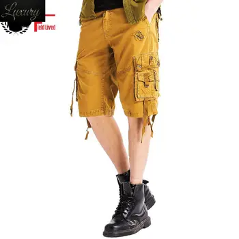 Мужские шорты-карго в стиле милитари, Хлопковые армейские Бермуды, множество карманов, Модные повседневные Летние мужские бриджи высокого качества 2023