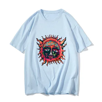 Sublimee Sun 2023, Весенне-летняя Мужская футболка Из Хлопка с забавным принтом Граффити, Топы Y2k Высокого Качества, Одежда для пар с коротким рукавом