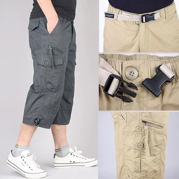 Мужские укороченные шорты, Летние военные пляжные шорты, Тактические брюки, Шорты-карго с несколькими карманами, Свободные альпинистские треккинговые брюки