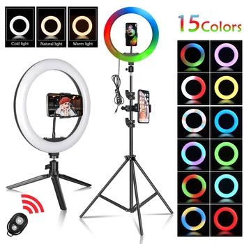 12-дюймовый RGB светодиодный кольцевой светильник для фотосъемки, селфи, кольцевая подставка для смартфона, кольцевая лампа для видеостудии для макияжа YouTube