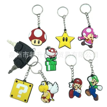 Брелок для ключей в стиле аниме Марио, подвеска Mario Bros. Аксессуары ПВХ, сумка с героями комиксов, украшение автомобиля, Мультяшная игрушка для мальчика и девочки, подарок