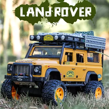 Модель гоночного автомобиля из сплава Camel Cup 1:28 Land Rover Defender, изготовленная под давлением, металлическая коллекция моделей внедорожных транспортных средств, подарок для детей