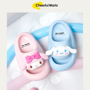 Тапочки Sanrio/ Женские Летние Домашние Тапочки Cinnamoroll Kuromi Из ЭВА с толстой подошвой, которые можно носить снаружи, Нескользящие Детские Сандалии, тапочки