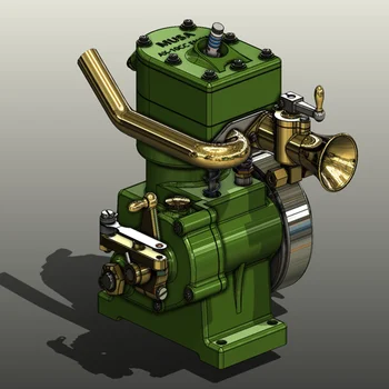 Сложная модель бензинового двигателя Musa AX-10CC, подходящая для старых верфей, оснащенная одноцилиндровым двигателем с водяным охлаждением.