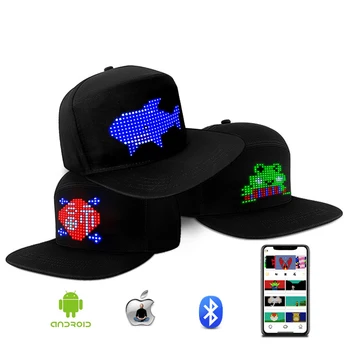 Светодиодная Осветительная Шляпа Креативные Bluetooth Блестящие Экранные Колпачки Многоязычный Дисплей Рекламная Кепка Для Выпускного Вечера Декоративная Шляпа Редактируемая