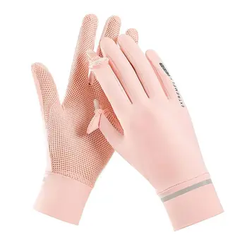 Женские Велосипедные Перчатки для вождения, бега, Летние солнцезащитные перчатки из ледяного шелка, перчатки с защитой от ультрафиолета, солнцезащитные перчатки, варежки