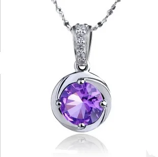 Модные ювелирные изделия круглое ожерелье с фиолетовым цирконом, вращающееся ожерелье, подарок на день Святого Валентина