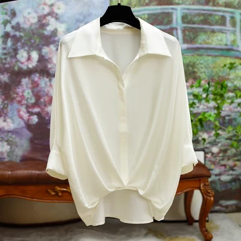 Летняя высококачественная шелковая футболка JOCLOTH, женская приталенная Повседневная офисная женская футболка, простая женская одежда