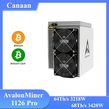 Подержанный AvalonMiner 1126 Pro 68Th/s 64Th/s Bitcoin Miner Crypto Mining Machine Canaan с блоком питания 3420 Вт/3218 Вт A1126 PRO-S
