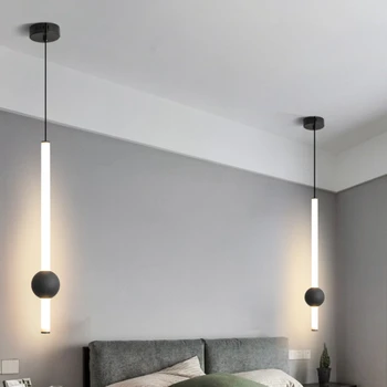 Nordic Light Роскошная прикроватная люстра для спальни, Дизайнерская Новая люстра Senior Sense of the Back Wall с двуглавыми подвесными линейными светильниками