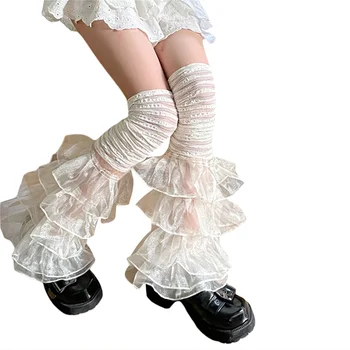 Женские гетры с оборками, кружевные лоскутные длинные носки до бедра, манжеты для ботинок, чехол для уличной одежды