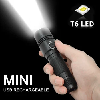 USB Перезаряжаемый светодиодный фонарик с высоким люменом XML T6 LED 3000 мАч Водонепроницаемый Походный фонарь для кемпинга на открытом воздухе