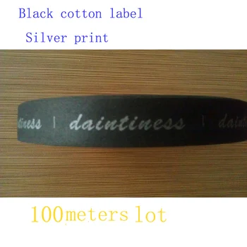 черные хлопчатобумажные бирки с пользовательской печатью бирки для одежды с черным низом серебристый принт 1000 шт. в рулоне лот
