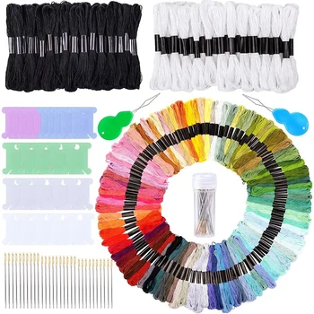Imzay 207 шт., Стартовый набор для вышивания 150 цветов, нитки для вышивания крестиком, инструменты для вышивания крестиком Для начинающих