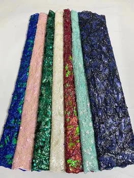 Африканская Кружевная Ткань 2023, Высококачественная французская Сетчатая Кружевная ткань С вышивкой пайетками, Нигерийские кружевные ткани Для свадебных платьев