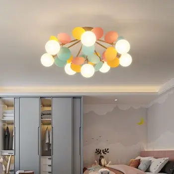 Потолочные светильники в скандинавском стиле, Многоцветный креативный потолочный светильник с цветочной веткой для детской комнаты, декор для гостиной, светодиодные светильники