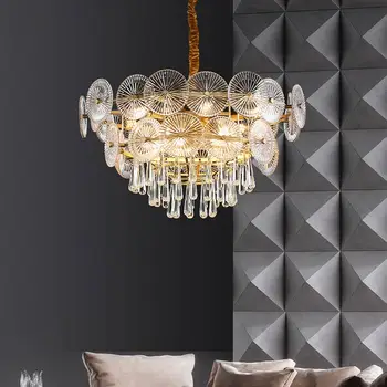 Современная роскошная стеклянная светодиодная люстра Металлическая для гостиной, центрального стола, столовой, спальни, домашнего декора, Светильников, Подвесных ламп