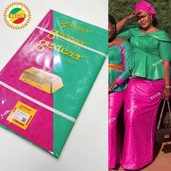 Зеленая и розово-красная 2,5 + 2,5 ярда двухцветная ткань Basin Riche для женщин Гамбии, высококачественное 100% хлопковое кружево Basin Riche