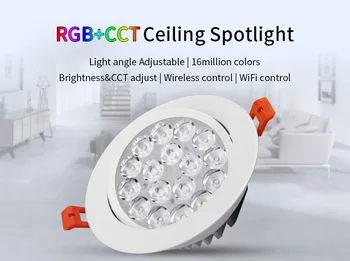 Milight FUT062 9 Вт RGB + CCT светодиодный потолочный прожектор с регулируемой цветовой температурой и яркостью, беспроводной светодиодный светильник с управлением по Wi-Fi