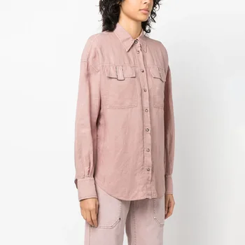 Модная Женская блузка 2023, Осенняя повседневная льняная рубашка, Шикарный дизайн, Универсальная рубашка для пригородных поездок Высокого качества, Женская