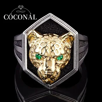 Роскошное Золотое кольцо с головой леопарда Coconal Для женщин, Предложение на Свадьбу, Высококачественные мужские И женские Модные кольца с животными, ювелирные изделия