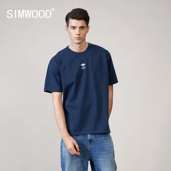 SIMWOOD 2023, Весна-лето, Новые футболки из 100% хлопка Большого размера, мужские топы с буквенным принтом, прочные футболки с тремя стежками
