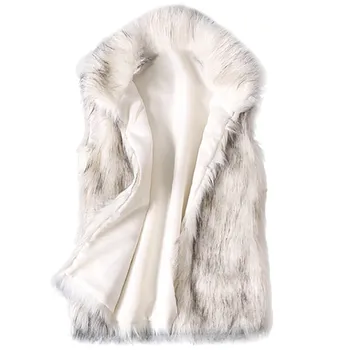 Однотонный женский меховой жилет, шерстяной воротник-стойка, сохраняющий тепло, плотное женское пальто из искусственного меха, Модная зимняя повседневная Свободная женская куртка-жилет