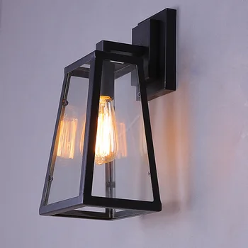 Водонепроницаемый настенный светильник Домашний лофт Американский креативный персонализированный промышленный стиль Железное искусство Ретро Балкон Коридор Стеклянный светильник