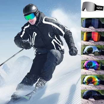 Лыжные очки для мужчин, двухслойные противотуманные очки Uv400, Большая лыжная маска, Очки для катания на лыжах, Женские очки для сноуборда, снаряжение для активного отдыха