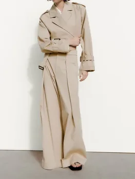 Весенняя новая модная свободная короткая женская куртка-ветровка с поясом и длинными рукавами
