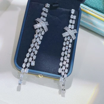 Модные новые Серьги с длинной кисточкой для женщин, Свадебные кубические Циркониевые серьги в Дубае, Бижутерия для новобрачных, Летняя вечеринка E-1012