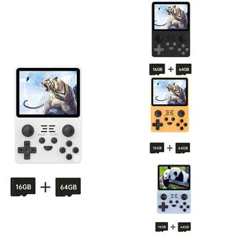 Ретро Игровая консоль RGB20S Портативная Игровая консоль для видеоигр Простая в использовании 16G + 64G 3,5-дюймовый IPS-экран с открытым исходным кодом (белый)