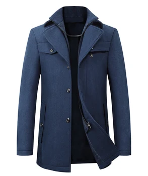 Мужское пальто, однобортный приталенный деловой повседневный шерстяной пиджак, смешанный тренч, пальто