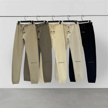 Классические модные дизайнерские спортивные брюки ESSENTIALS из 100 хлопка со светоотражающими буквами в стиле хип-хоп, свободные штаны для бега Трусцой Унисекс с капюшоном