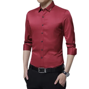 2023 весенне-летняя легкая шелковая рубашка с длинными рукавами, новая облегающая одежда для делового отдыха, лучшая мужская одежда