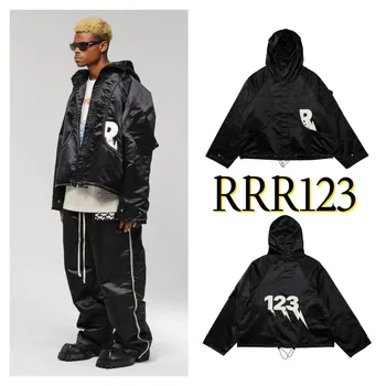 23ss Черный Кардиган RRR 123 С Капюшоном, Тяжеловесный Хлопковый Жакет С Логотипом, Высококачественная Мужская Женская Куртка RRR-123, Пальто