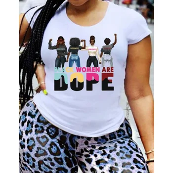 Футболка в евро-американском стиле с феминистским принтом африканской девушки, женская свободная футболка с круглым вырезом, модные эстетичные футболки для девочек